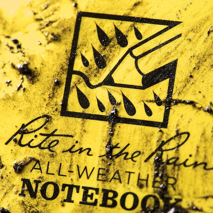 Rite in the Rain Weatherproof Side Spiral Notebook, 4.625" x 7", Yellow Cover, Journal Pattern (No. 393)