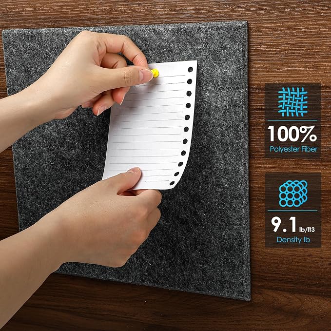 Bulletin Board 47" X 24" Cork Boards for Wall Alternative 8 Pack Grey Non-Stripe Felt Bulletin Board 48 Safe Adhesive 35 Push Pins for Office School Home Room Decor