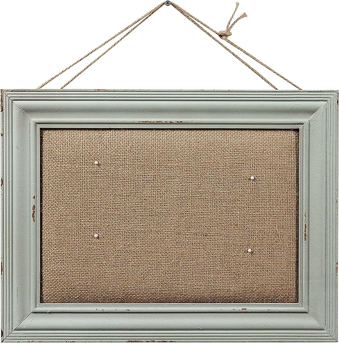 SOFE Cute Linen Small Bulletin Board, 15.7×12 Inches Decorative Cork Boards for Walls with Frame, Wood Vision Board Farmhouse Pin Board for Home Office School, Rustic Memo Board Display Photo