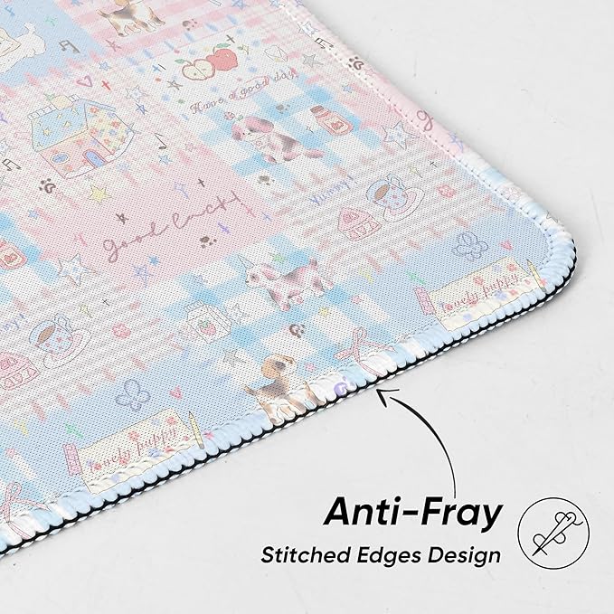 Premium Stitched Mouse Pad 10.2 x 8.3 in | Smooth, Washable Desk Mat with Non-Slip Base | Personalized Cute MousePads for Gaming,Work,Laptop, Computer, Office, Home (Lucky Dogs)