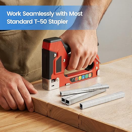 meite T50 Staples, 1/4", 3/8" and 1/2" Leg Staples for Staple Gun, 2,520 Counts, Galvanized, 20 Gauge 3/8 Inch Crown, Ideal for for Upholstery, Construction, Furniture, Crafts