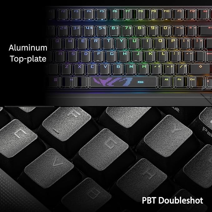 ASUS ROG Strix Scope II 96 Wireless Mechanical Gaming Keyboard – 96% Full-Size, Tri-Mode Connectivity, Hot Swappable Pre-lubed ROG NX Snow Linear Switches, PBT Keycaps, RGB, PC/Mac Support-Black