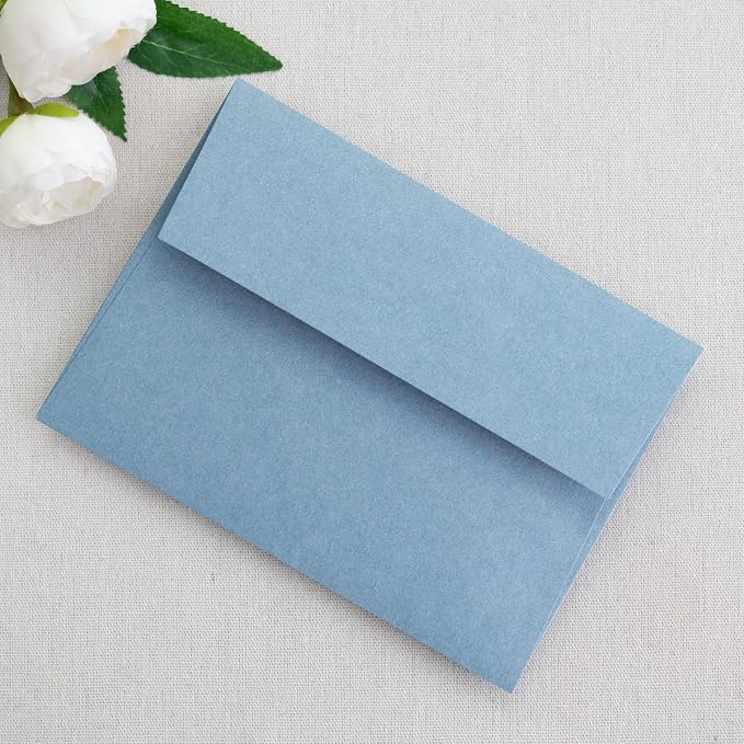 PONATIA 5x7 Envelopes, Dusty Blue Self Seal A7 Envelopes | Envelopes for Weddings Invitation Cards, Photos, Postcards, Greeting Cards Mailing, Baby Shower, Christmas Cards