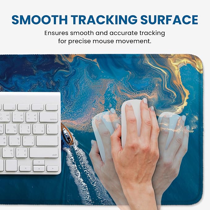 Aesthetic Desk Mat, Cute Coastal Escape Desk Pad Protector for Work & Decor, 35.4" x 15.7", Pretty Non-Slip Extended Mouse Pad for Office or Home