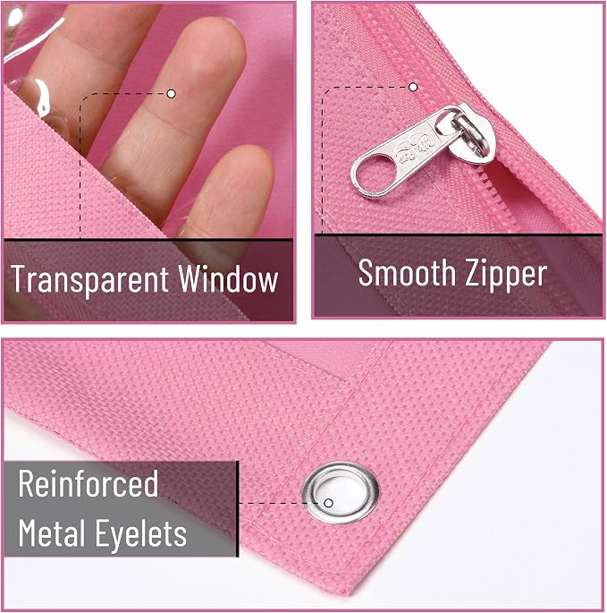 Mr. Pen- Pencil Pouch for 3 Ring Binder, 2 Pack, 10"x6.75", Smooth Zipper | Clear Window, Large Capacity Pencil Case with 3 Reinforced Grommets for School, Office, Supplies Storage | Clear Window, Large Capacity Pencil Case with 3 Reinforced Grommets f...
