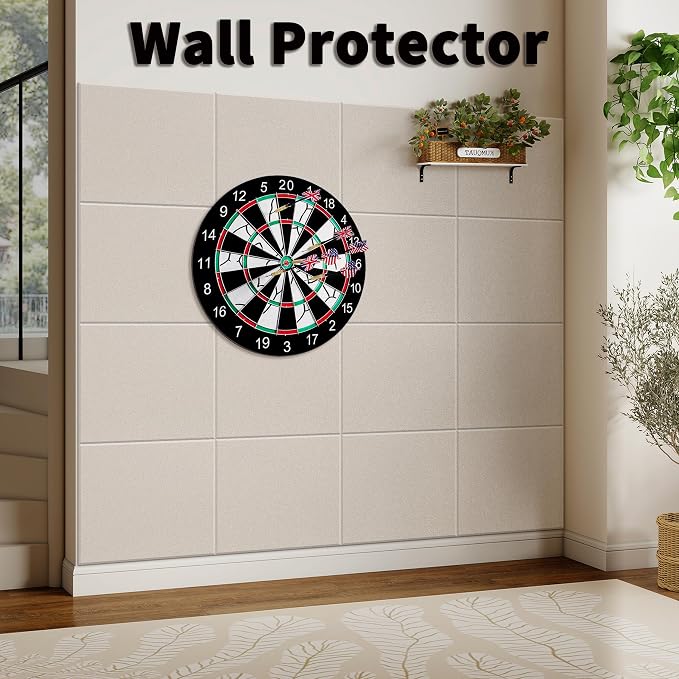 1/2'' Thick Cork-Bulletin Board Felt Wall Tiles Squares 12 x 12 in | 1700g/m² High Density Felt Pin Boards for Walls, Adhesive, Frameless, Modular, Renter Friendly, Removable, Light Color, 8Pcs