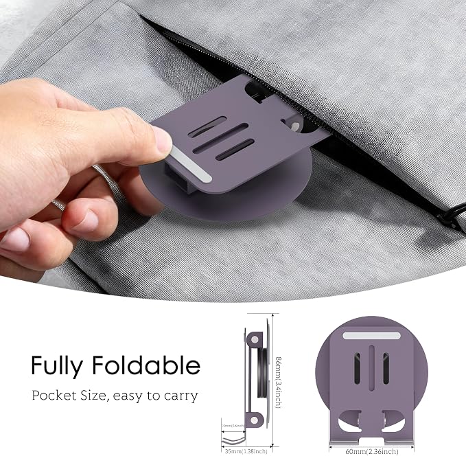 Metal Cell Phone Stand for Desk, Multi-Angel Adjustable 360° Rotation Desktop Phone Holder and Foldable Mobile Phone Stand, Compatible with iPhone 17 16 Pro Max and All Smartphones, Purple