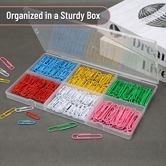 Mr. Pen- Paper Clips, 400 pcs, Assorted Sizes (1", 1.3", 2") | Cute Colorful Paper Clips with Storage Box, Large and Small for Bookmark, Office, School, DIY, Business Card Holders