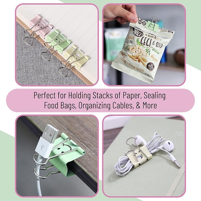 Mr. Pen- Cute Binder Clips, 80 pcs, Assorted Sizes | Smiley Binder Paper Clips, Bulk Paper Clamps for Office Supplies, Home, School, Business, Document Organizing