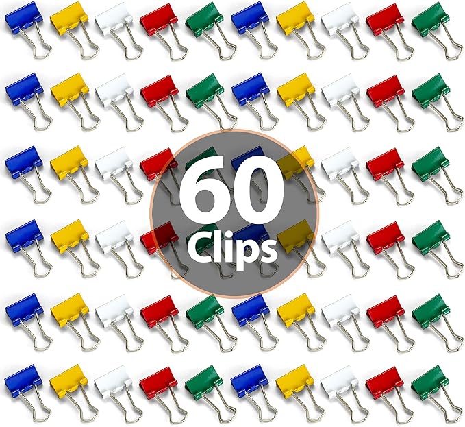 Staples Mini Binder Clips, Assorted Colors, 60 Count – Small Clips for Notes, Paper Stacks & Organization