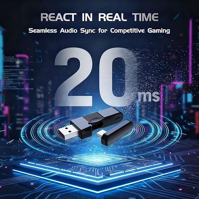 2.4Ghz Wireless Gaming Headset for PS5, PS4, PC, Mac, Bluetooth 5.4 Gaming Headphones with Noise Canceling Mic, 70H Battery, Surround Sound, Lay-Flat & Foldable - Black