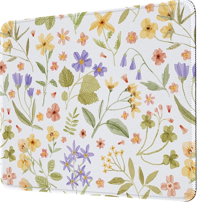 Premium Mouse Pad with Stitched Edges – 10.2 x 8.3 in | Smooth, Washable Mat with Non-Slip Base | Personalized Cute MousePads for Laptop, Computer, Office, Home (Pressed Flower Art)