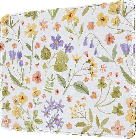 Premium Mouse Pad with Stitched Edges – 10.2 x 8.3 in | Smooth, Washable Mat with Non-Slip Base | Personalized Cute MousePads for Laptop, Computer, Office, Home (Pressed Flower Art)
