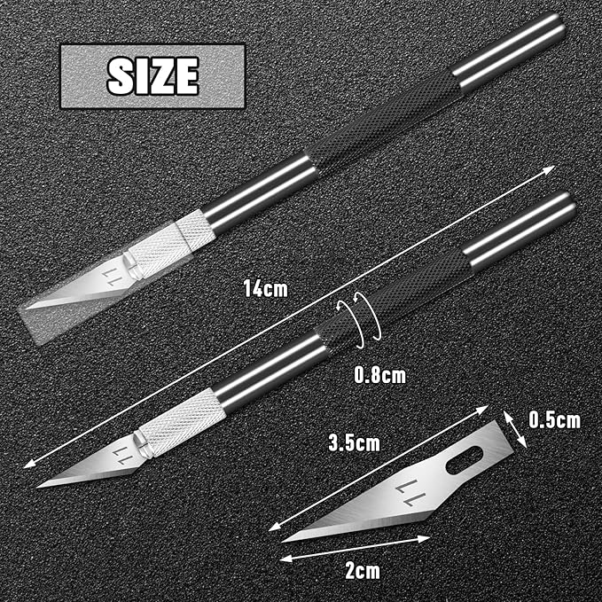 DIYSELF 2 Pack Exacto Knife Set for Crafting, Art & Leather - Precision Knife with 20 Blades #11 (Black)