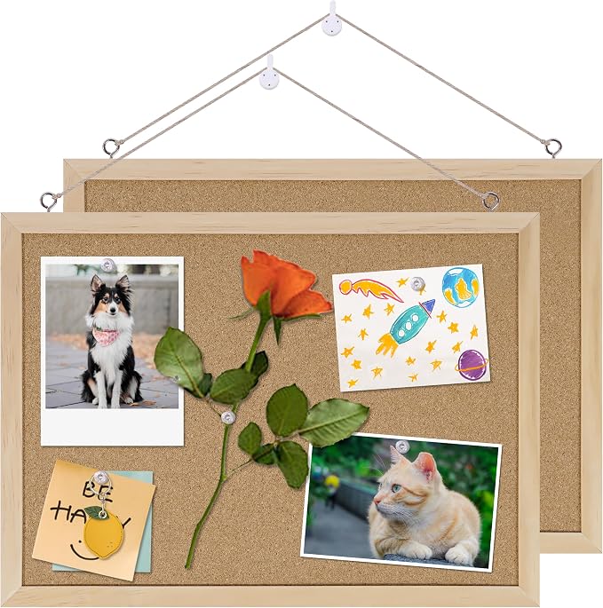 DAHAPYBOO Cork Boards for Office with Pin Oak Wood Board 2 Pack,11X15 | Cork Board Bulletin Board Hanging Corkboards for Office Home School Message Board or Vision Board Decoration