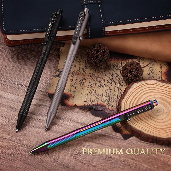 SMOOTHERPRO Titanium Bolt Action Pen Compatible with Pilot G2 Refill Stainless Steel Pocket Clip for EDC Signature Business Writing Journaling Color Multicolor(RG342)