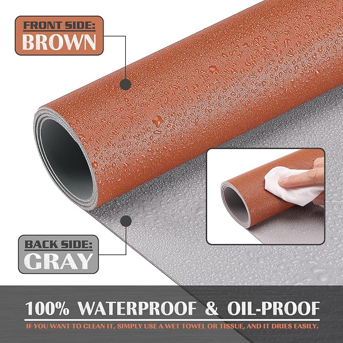 K KNODEL Extra Large Desk Mat, Leather Mouse Pad (35.4"x17", Brown) | Desk Pad, Keyboard Pad, Computer and Laptop Mat, Desktop Protector and Cover, Writing Pad and Blotter for Home Office