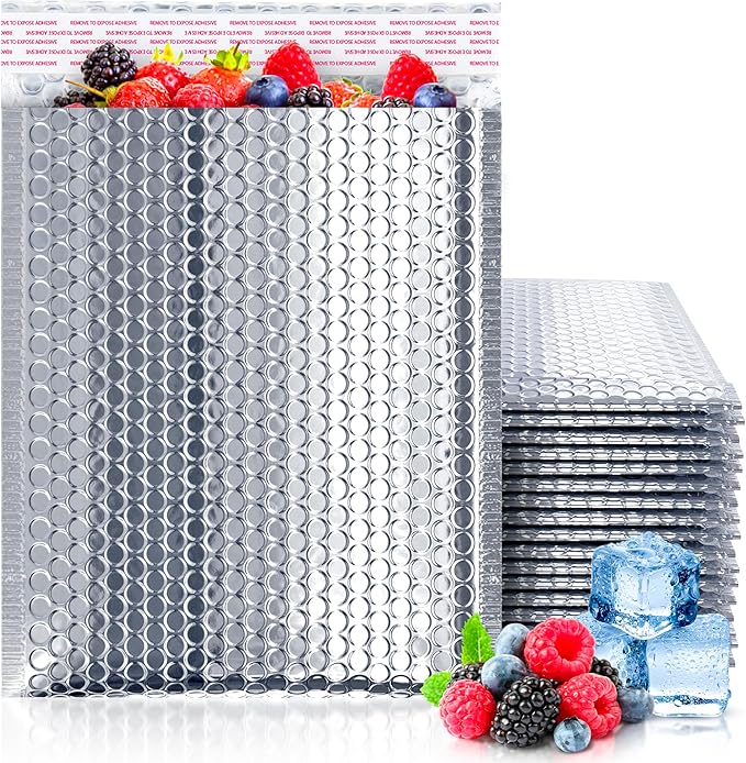 ABC PACK & SUPPLY Thermal Bubble Mailer, 8 x 11 Inch Metallic Foil Insulated Envelopes, 100 Pack Self Seal Waterproof Shipping Mailers