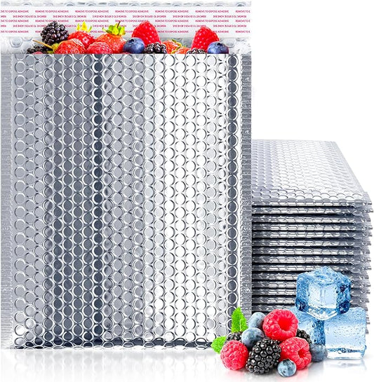 ABC PACK & SUPPLY Thermal Bubble Mailer, 8 x 11 Inch Metallic Foil Insulated Envelopes, 100 Pack Self Seal Waterproof Shipping Mailers