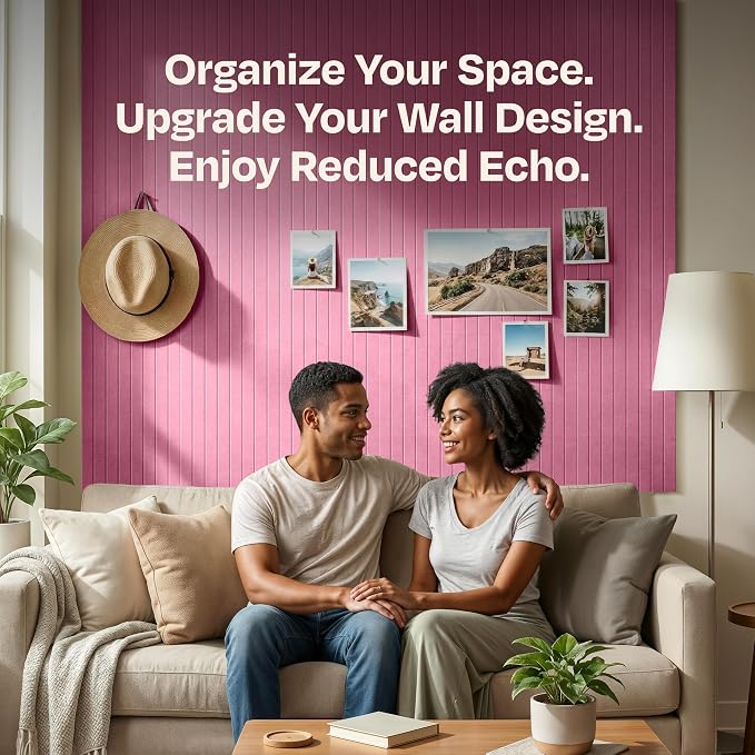 X-Large Cork Board Alternative 12-Pack Felt Bulletin Board Thick and Decorative Pin Board for Home Office Walls 47.24 x 35.43 Inches with 72 Adhesive Tabs - [Chic Pink]