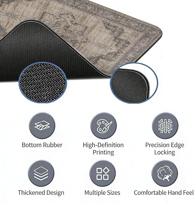 Boho Rug Mouse Pad, Retro Rug Boho Desk Mat 31.5x11.8 | carpet mouse pad Large, Vintage full desk mousepad, Boho Gaming Mousepad, Vintage Office Decoration