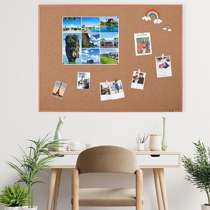 Mr. Pen- Cork Notice Board, 48 X 36 Inches, Cork Bulletin Board for Walls, Pin Boards, Framed Corkboard, Decorative Hanging Pin Boards, Perfect for Office & Home Decor