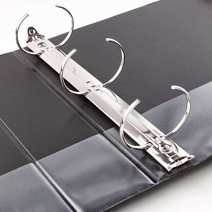 Avery Standard 3 Ring Binder, 2" Round Rings, 375-Sheet Capacity, 2.8 Inch Wide Spine, 1 Black Binder, Ideal for Lightweight Organization and Occasional Referencing (03501) | For School, Home and Everyday Organization, Clear Interior Storage Pockets, N...