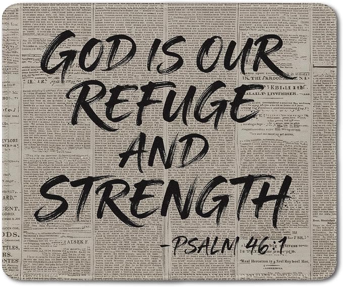 Retro Christian Mouse Pad, Inspirational Psalm 46:1 Religious Bible Verse Mouse Pads Mousepad for Home Office Dorm Computers Laptop Supplies Desk Accessories, 9.5x7.9 Inch