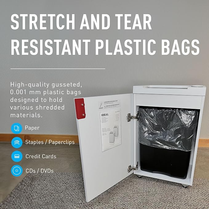 IDEAL AC0908H Shredder Bags – 24” x 30” Case of 80, Gusseted, 12-Gallon Capacity, Heavy-Duty Bags for IDEAL Shredders 2265, 2270, 2360, 2404, 2445, and 2465.