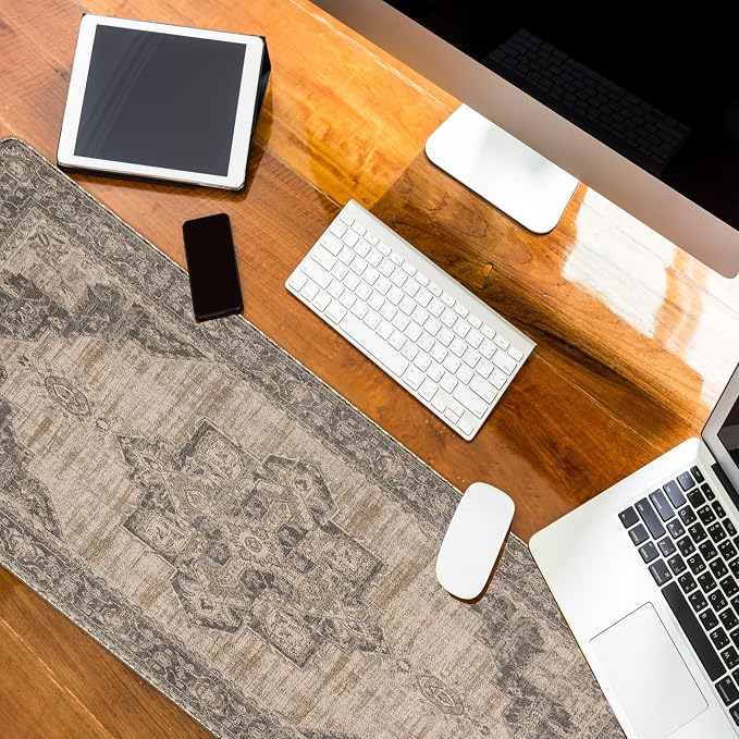 Boho Rug Mouse Pad, Retro Rug Boho Desk Mat 31.5x11.8 | carpet mouse pad Large, Vintage full desk mousepad, Boho Gaming Mousepad, Vintage Office Decoration