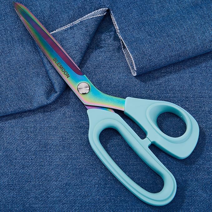 10" Scissors All Purpose, Heavy Duty Professional Tailor Scissors for Fabric Cutting, Leather Craft & Sewing Projects, Light Blue