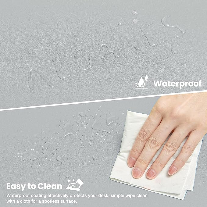 ALOANES Waterproof Mouse Pad with Durable Stitched Edge, XXXL Gaming Keyboard Pad, Non-Slip Rubber Base Mouse Mat, Extended Desk pad for Gamer, Office & Home, Gray Mousepad 35.4"x 15.7"x 0.12"