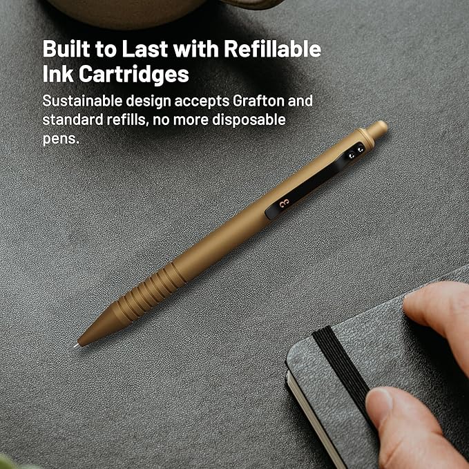 Everyman Military Grafton Super Matte Full Click Refillable Gel Pen | Durable EDC Writing Tool with Deep Grip | Smooth 0.7mm Ink Flow for Daily Use, Notes, Journaling, and Office Essentials