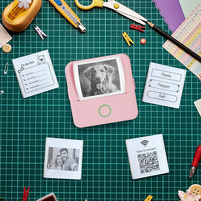 Core Innovations Wireless Mini Portable Inkless Thermal Printer & LabelMaker + Paper Pink