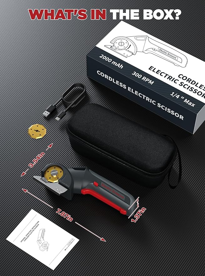 2025 Upgrade 4V Cordless Cutting Tool, Cardboard Cutter with 2 Titanium Blades, 2000mAh Battery, Electric Chop Saw for Fabric, Cardboard, Leather, Carpet - Ash Grey