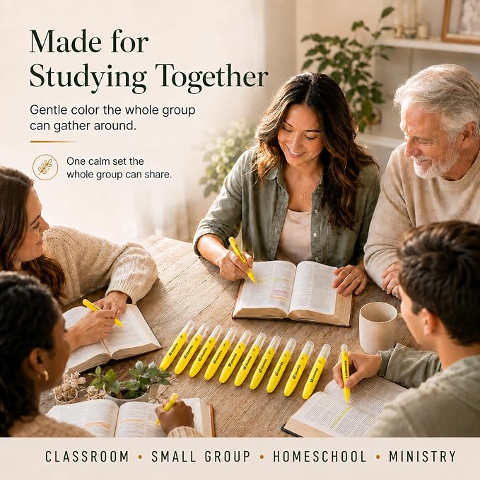 10 Pack Bible Safe Highlighters - Yellow Color, Wax Highlighters | No Bleed, Scripture Markers for Journaling, Study Accessories and School Supplies