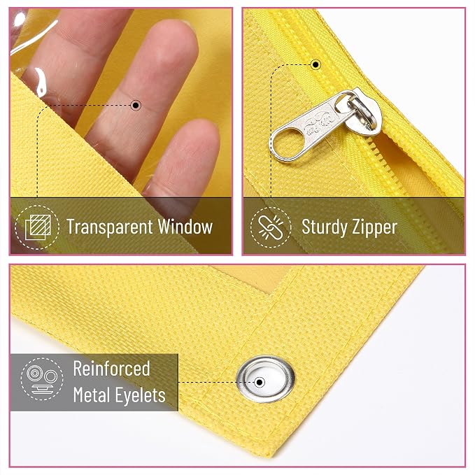 Mr. Pen- Pencil Pouch for 3 Ring Binder, 2 Pack, 10"x6.75", Smooth Zipper | Clear Window, Large Capacity Pencil Case with 3 Reinforced Grommets for School, Office, Supplies Storage | Clear Window, Large Capacity Pencil Case with 3 Reinforced Grommets f...