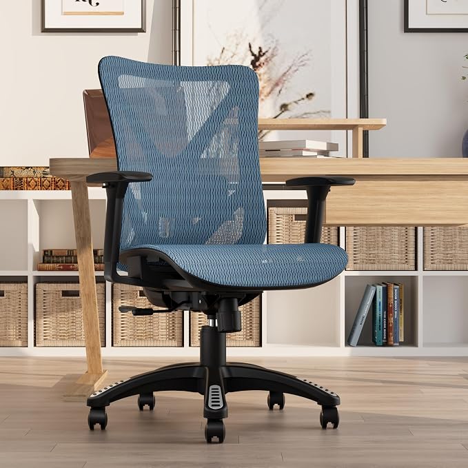 Ergonomic Office Chair, Mesh Computer Desk Chairs with Adjustable Lumbar Support, 3D Armrests, Tilt Function, Comfy Wide Seat, Swivel Executive Work Task Chair for Company and Home