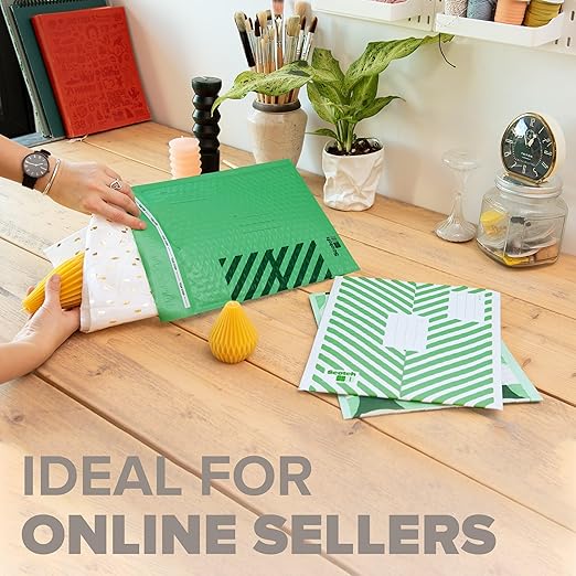 Scotch Poly Bubble Mailers, Assorted Green Designs, Size 2 Small, 8.5 in x 11 in, 12 Mailers
