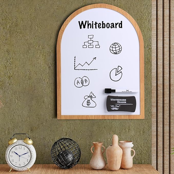 Mr. Pen Dry Erase Board, 16" x 12", Wooden Frame, Boho Design, Mini White Board for Kids & Students, Small Dry Erase Board