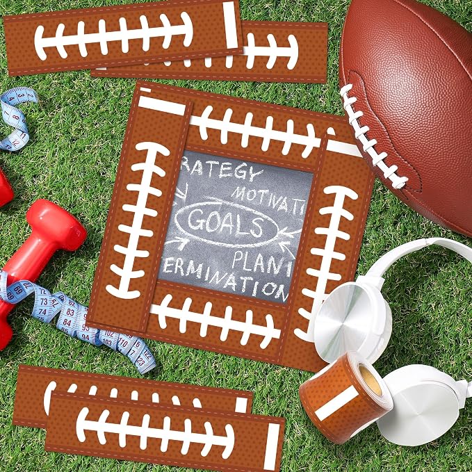 BeYumi Football Patterned Border Trim - 65ft Back to School Football Straight Rolled Border Trim Rugby Sports Bulletin Board Set Classroom Chalkboard Kindergarten Elementary Home Party Decoration