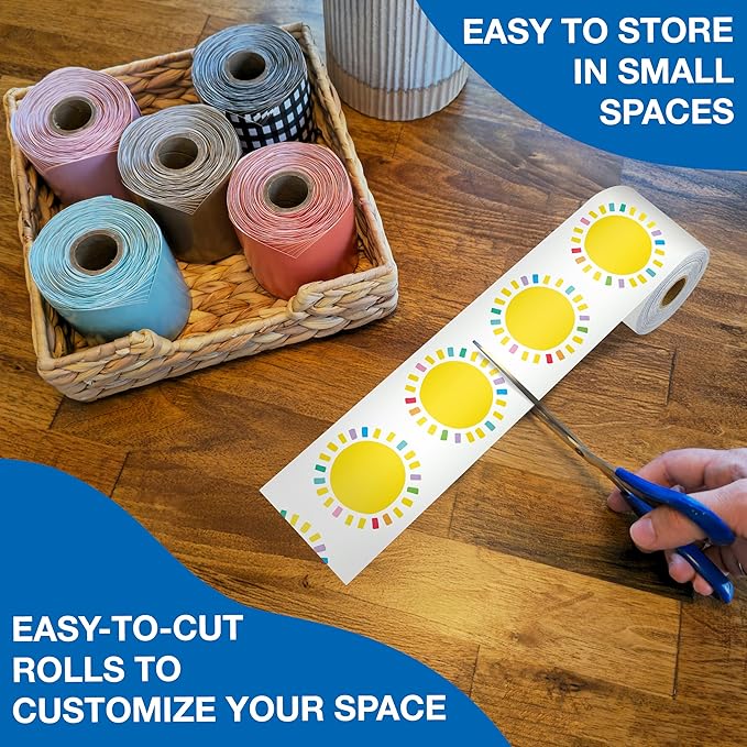 Carson Dellosa Happy Place 65Ft of Sun Bulletin Board Borders, 1 Roll of Sunshine Trim for Rolling Whiteboard, Cork and Posterboard, Classroom Decor, Party, Spring, and Summer Decorations