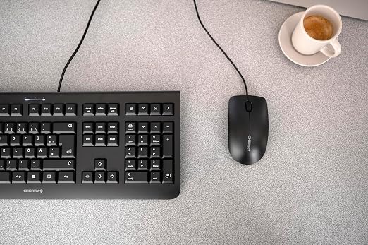 Cherry MC 1000, Wired Office Mouse for PC, Optical Sensor (1,200 dpi), 3 Buttons, Symmetrical Design for Left- and Right-Handed Users, GS Certification, Black