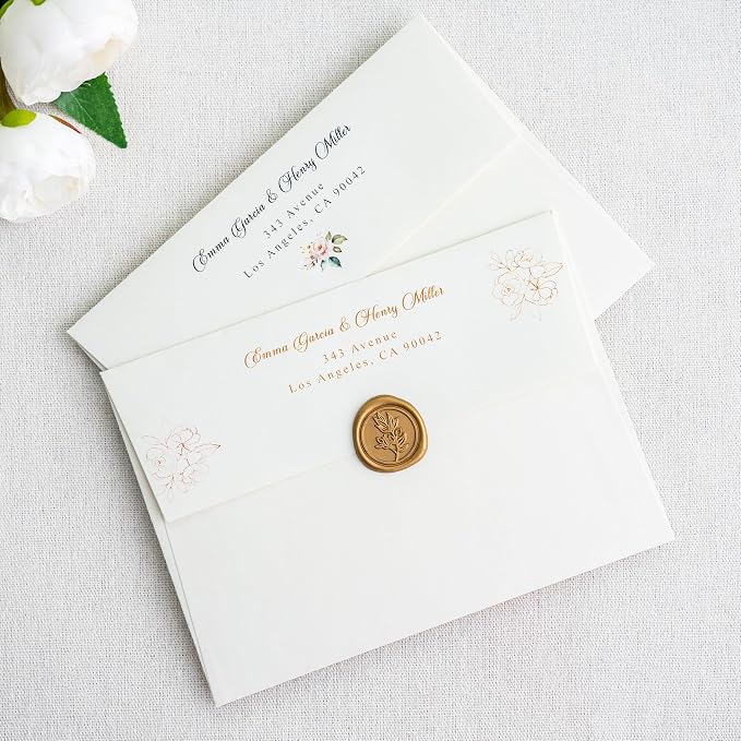 PONATIA 50 Pieces 5x7 Envelopes, Ivory A7 Envelopes Self Seal for Weddings, Invitation Cards, Photos, Postcards, Greeting Cards Mailing, Baby Shower, Graduation, Christmas Gift Cards