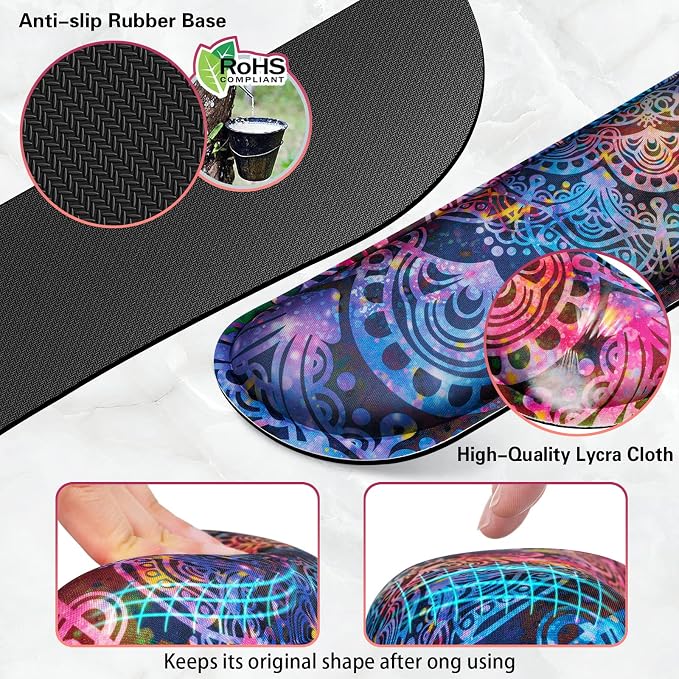 Canjoy Desk Mat with Wrist Rest, Keyboard and Mouse Pad Wrist Support Pad ﻿ | 4-in-1 Big Large Mouse Pad(35.4×15.7in) + Keyboard Wrist Rest + Coaster, Extended Keyboard Mat Computer Desk Pad Memory Foam