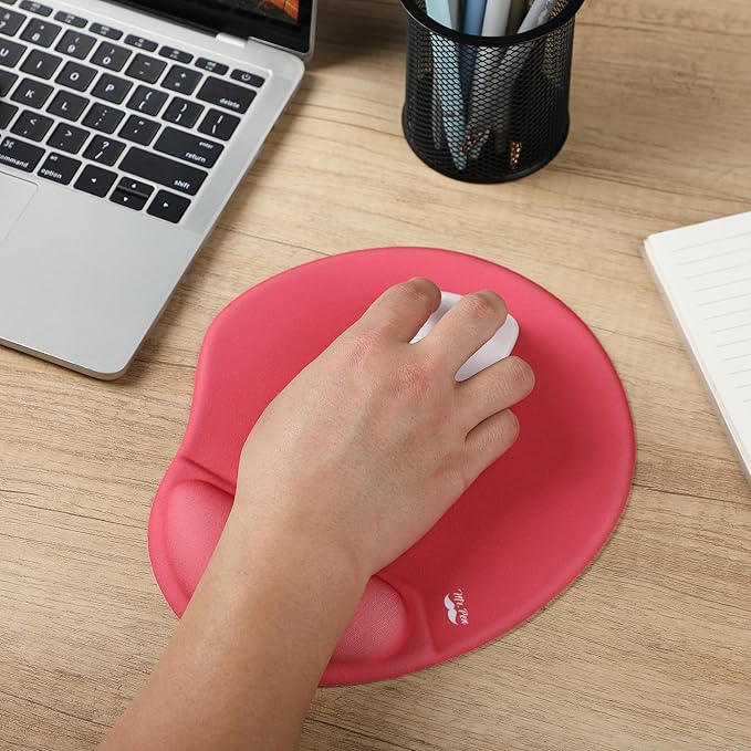Mr. Pen- Ergonomic Mouse Pad with Wrist Rest, Red Breathable Fabric with Memory Foam Cushion, Non-Slip Rubber Base, Gel Mouse Pad with Wrist Support