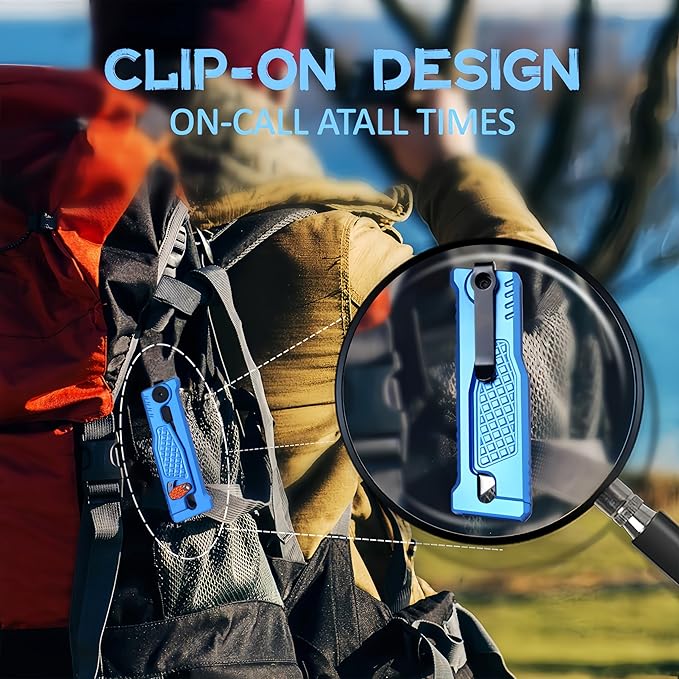 5.8" Aluminium Utility Knife, EDC Box Cutter with Clip, CNC Unibody, Lightweight All Metal Folding Box Cutter, Ideal Gifts for Men Women, with 10 Extra Blades（Blue）