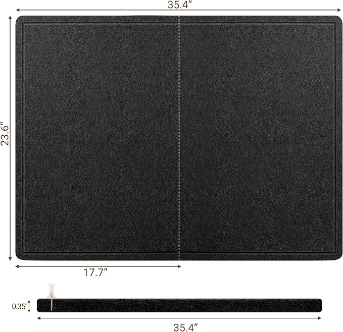 AKTOP Foldable Felt Bulletin Board for Wall, 24x36 inches, Black | Large Cork Board Alternative with 25 Pushpins, Decorative Photo Display Board Pin Board, For Home, Office & School