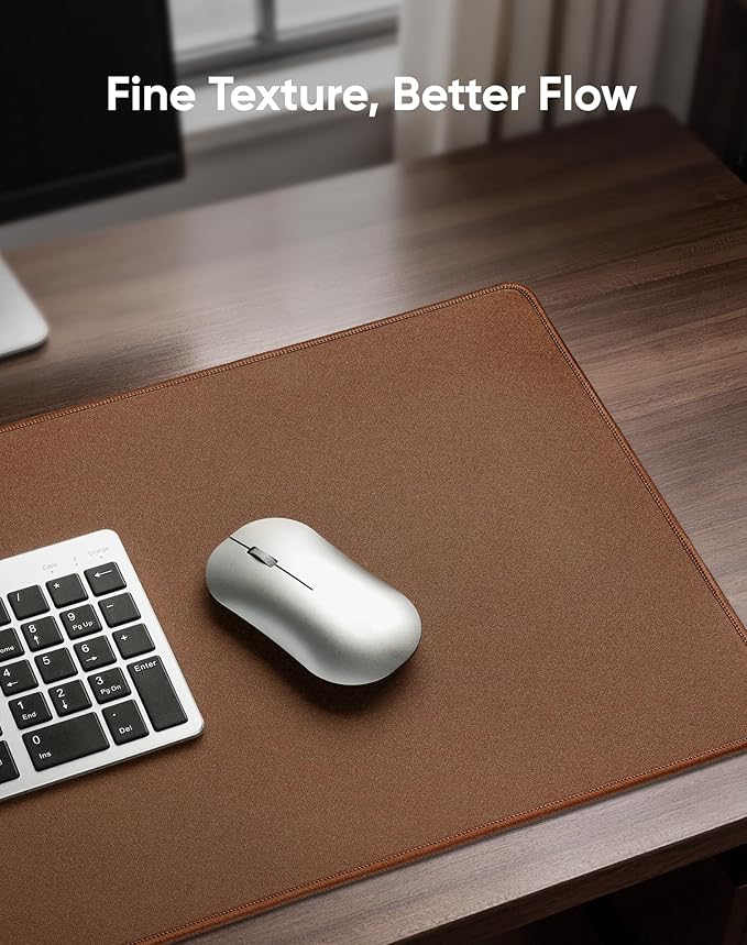 Waterproof Large Gaming Mouse Pad with Durable Stitched Edges, Non-Slip Rubber Base, Grainy Jacquard Mouse Mat Desk Pad for Home Office Gaming, 35.4''x15.7''x0.12'', Matte Brown