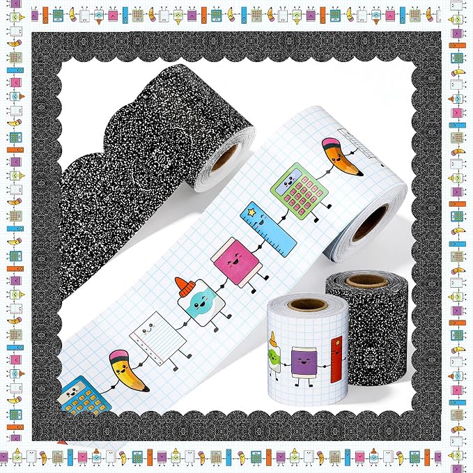 Gilprop 100ft Back to School Bulletin Board Border Composition School Theme | Classroom Decoration, Scalloped Trim, Preschool Kindergarten Office Teacher Suppy, Party Wall Decor